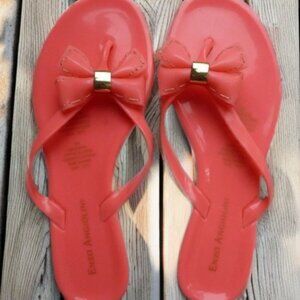 Used Enzo Angiolini Coral Jelly Bow Flip Flops 11 Women's Thong Sandals